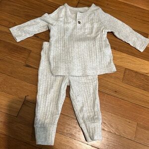 Carter's Light Gray Ribbed Two-Piece Pajama Set
